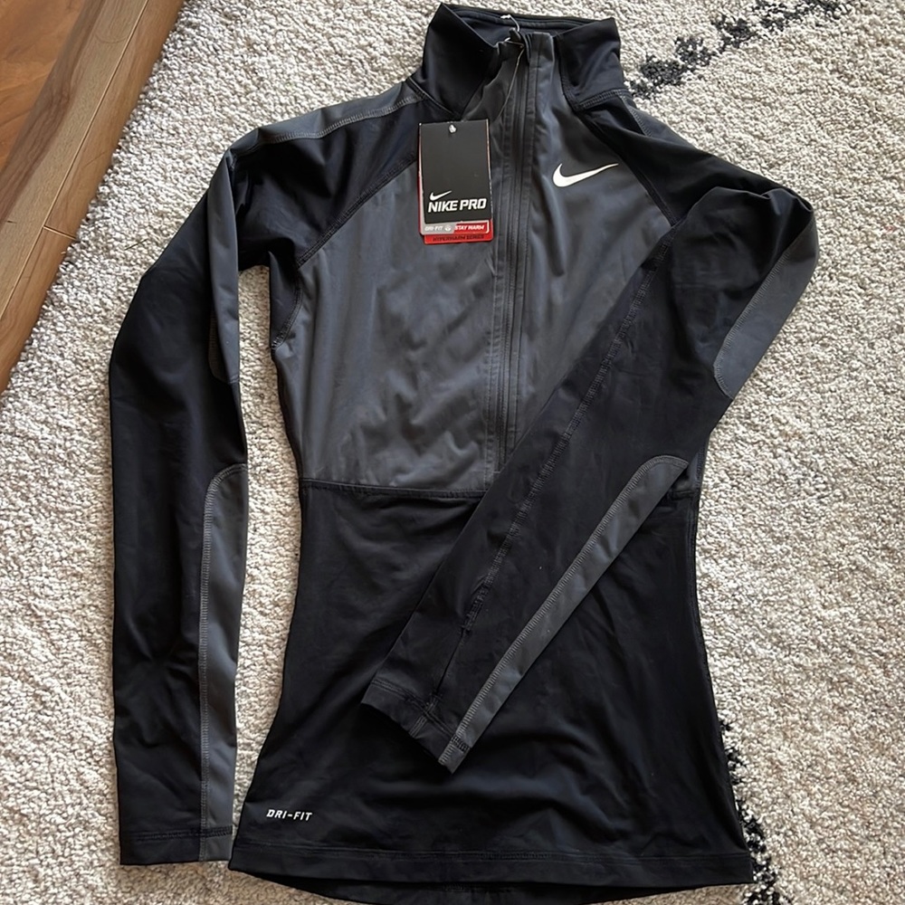 Nike Pro dri-fit zip up jacket - black - sz XS